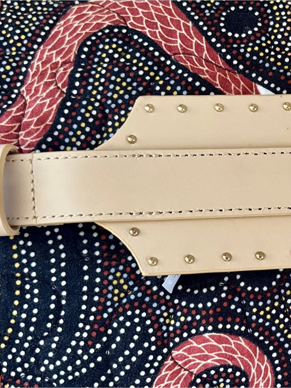 NWT Loft Women's Gold Studded Wide Leather Corset-Style Belt Tan - Size M/L